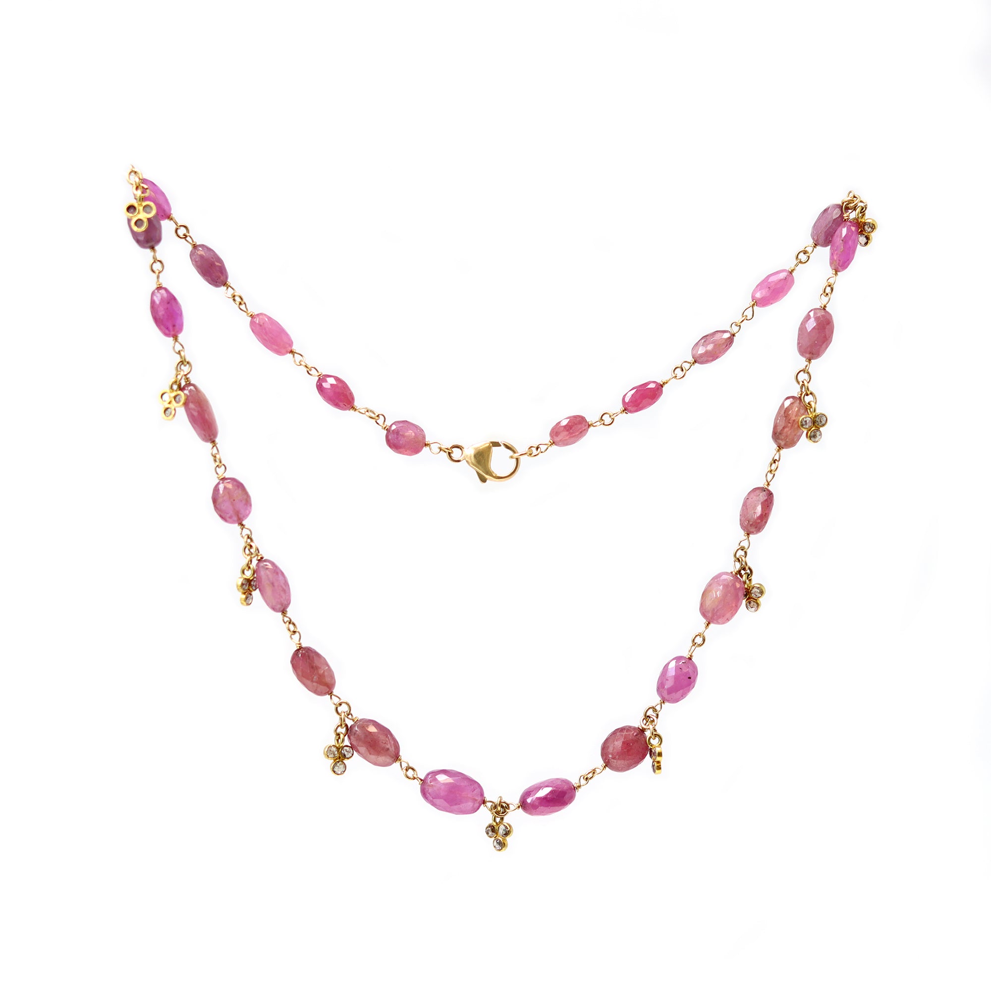 Dark Pink Long Designer Beaded Necklace | Gemzlane